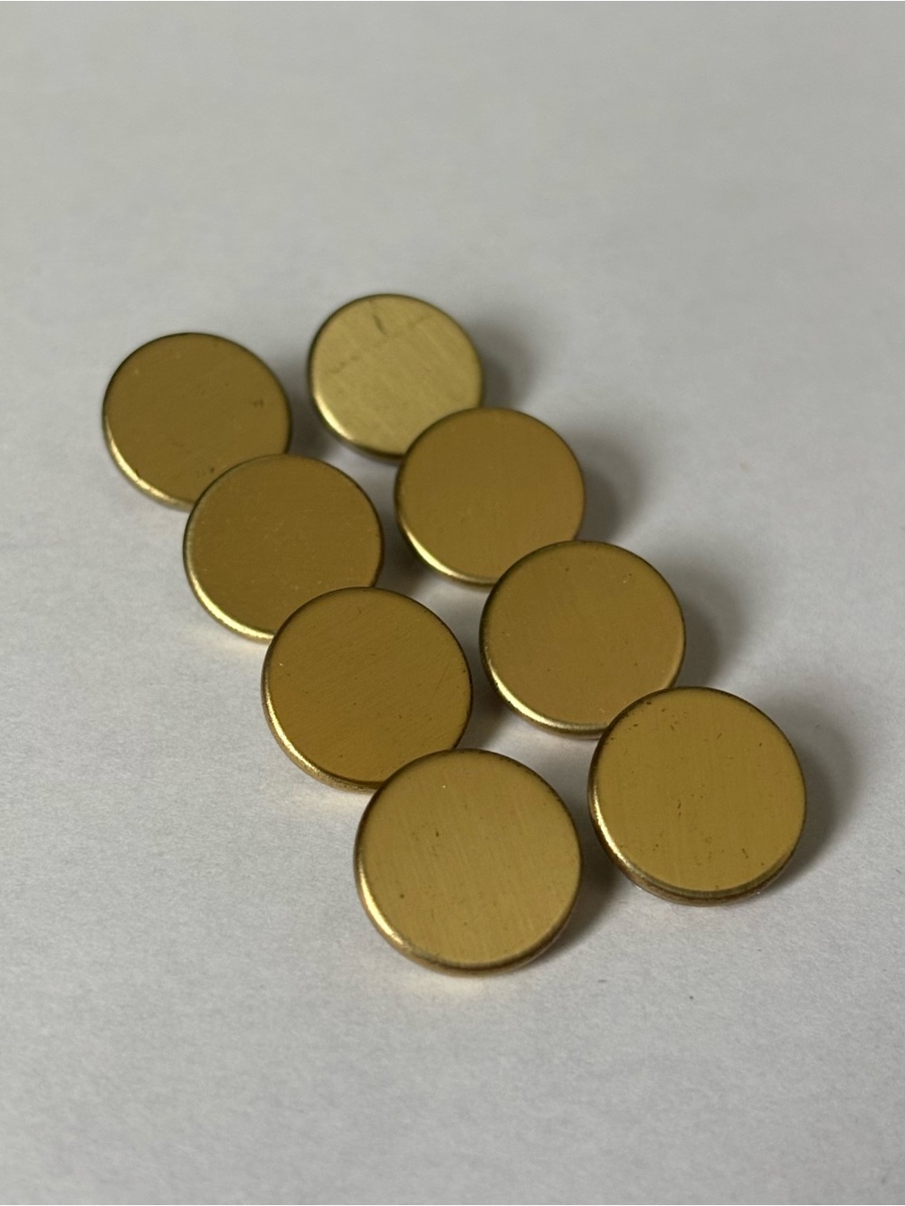8 Vintage Waterbury Co. CT gold tone flat round military uniform buttons